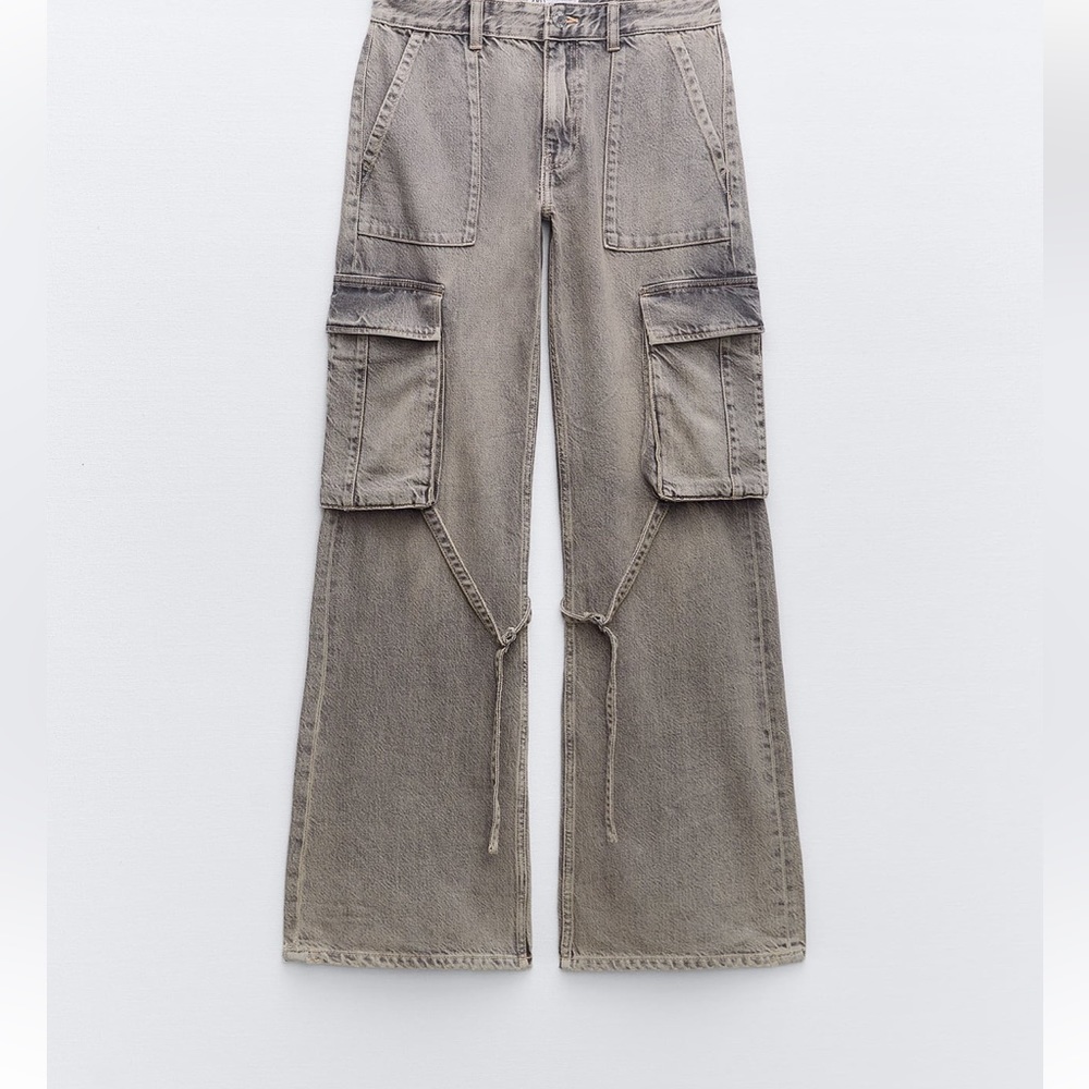 ZARA MID-RISE TRE CARGO JEANS 8197/237 310/015 - Picture 6 of 8